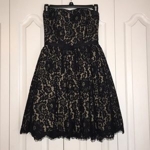 Black Lace Strapless Dress